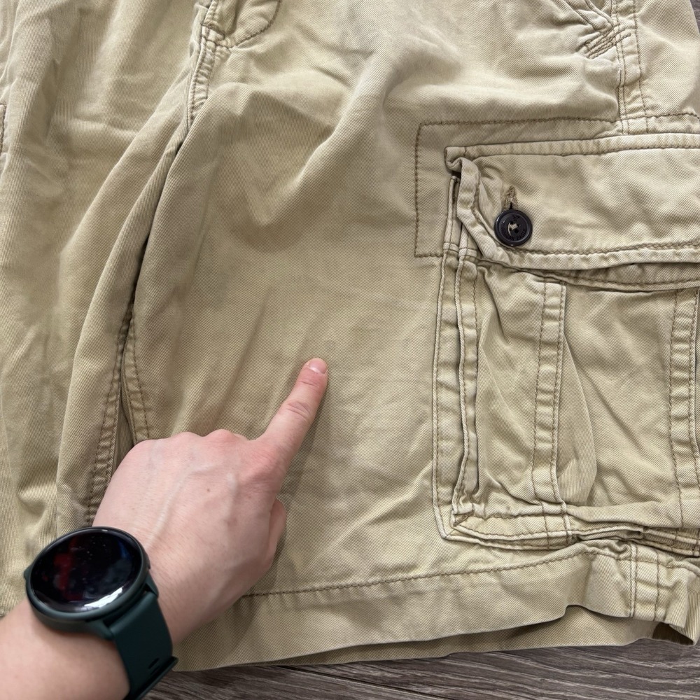 American Eagle Outfitters Mens 32 Cargo Shorts Khaki Classic Casual Utility Y2K - Picture 8 of 14